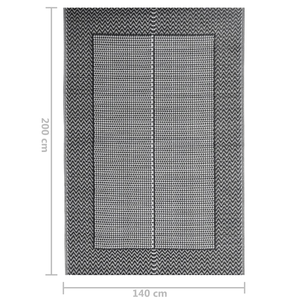 Outdoor Rug Black 140x200 cm PP