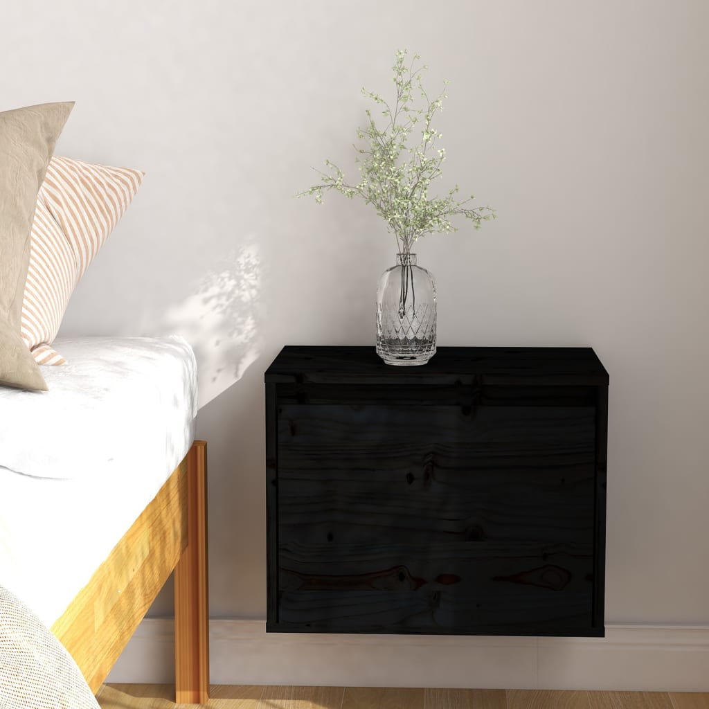 Wall Cabinet Black 45x30x35 cm Solid Pinewood