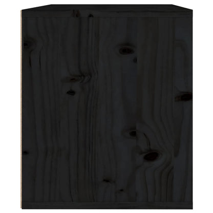 Wall Cabinet Black 45x30x35 cm Solid Pinewood