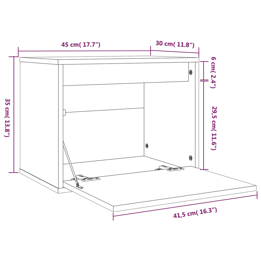 Wall Cabinet Black 45x30x35 cm Solid Pinewood