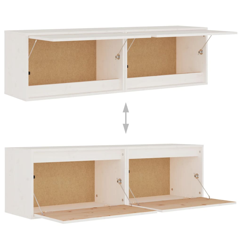 Wall Cabinets 2 pcs White 60x30x35 cm Solid Pinewood