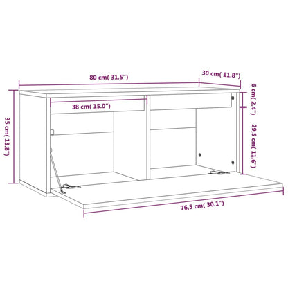 Wall Cabinet Honey Brown 80x30x35 cm Solid Wood Pine