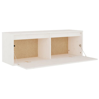 Wall Cabinet White 100x30x35 cm Solid Wood Pine