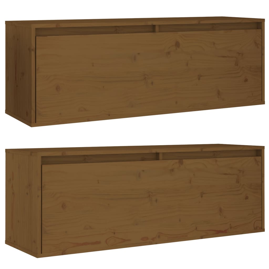 Wall Cabinets 2 pcs Honey Brown 100x30x35 cm Solid Wood Pine