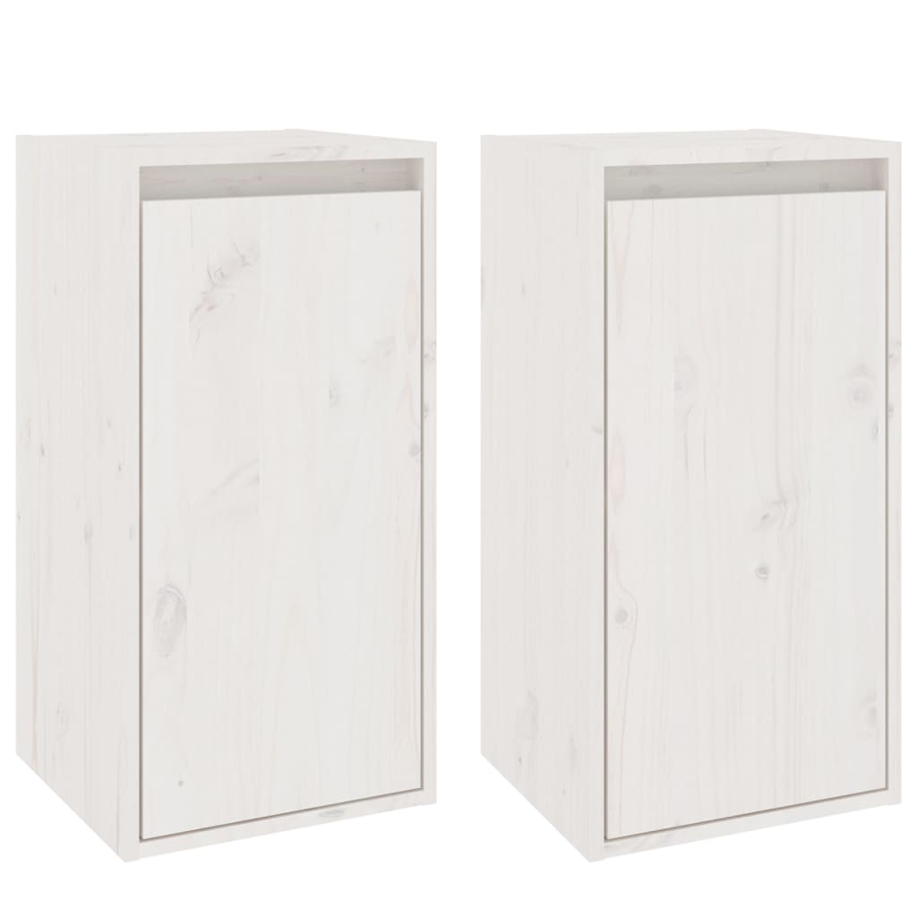 Wall Cabinets 2 pcs White 30x30x60 cm Solid Wood Pine