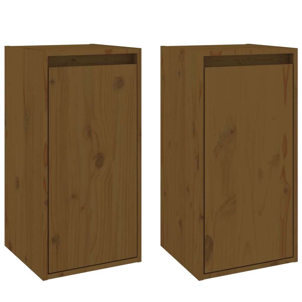 Wall Cabinets 2 pcs Honey Brown 30x30x60 cm Solid Wood Pine