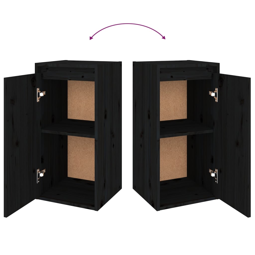 Wall Cabinet Black 30x30x60 cm Solid Wood Pine