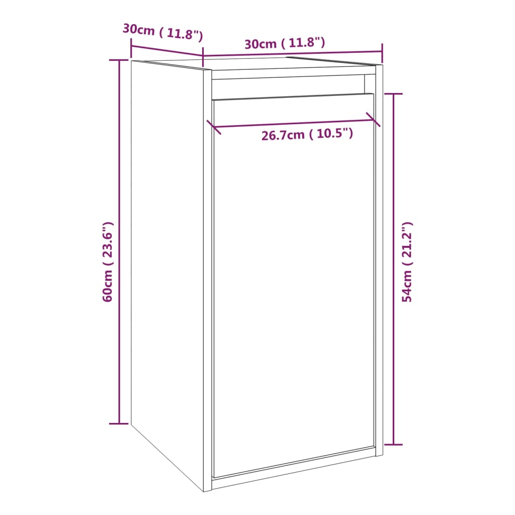 Wall Cabinet Black 30x30x60 cm Solid Wood Pine