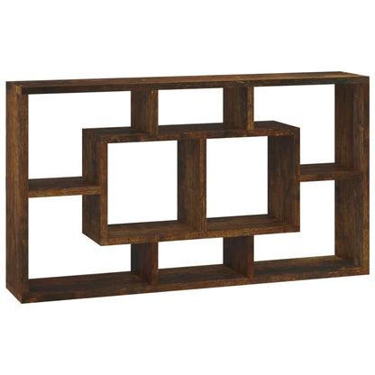 Wall Display Shelf 8 Compartments Smoked Oak