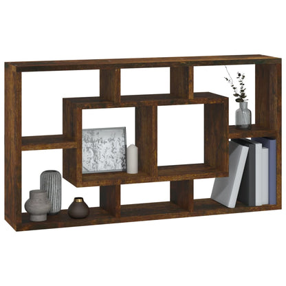 Wall Display Shelf 8 Compartments Smoked Oak