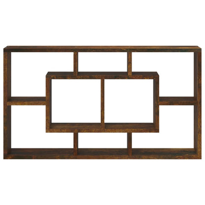 Wall Display Shelf 8 Compartments Smoked Oak