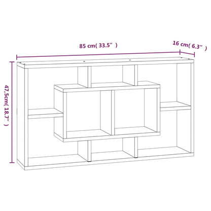 Wall Display Shelf 8 Compartments Smoked Oak