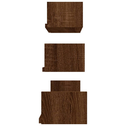 Wall Display Shelves 3 pcs Brown Oak Engineered Wood