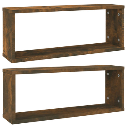 Wall Cube Shelves 2 pcs Smoked Oak 60x15x23 cm Engineered Wood