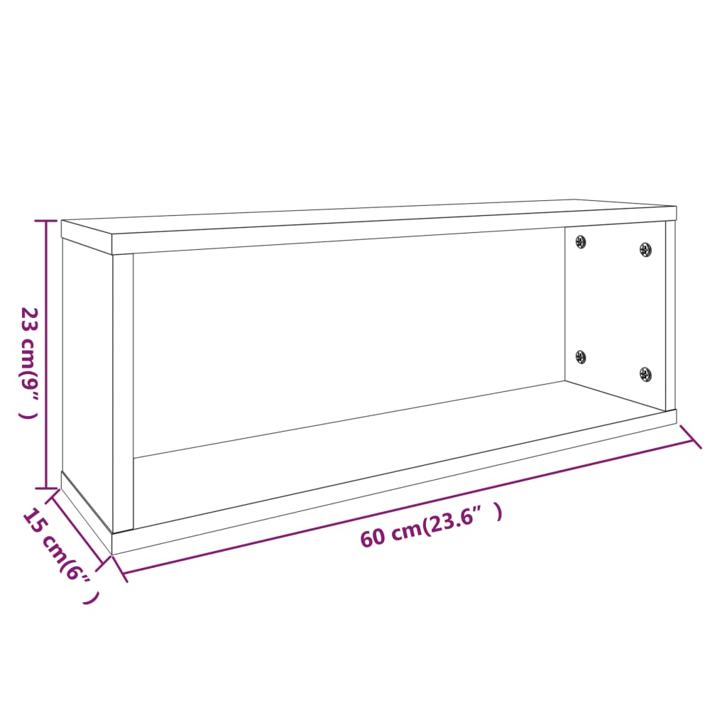 Wall Cube Shelves 2 pcs Smoked Oak 60x15x23 cm Engineered Wood