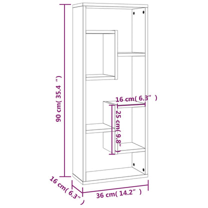 Wall Shelf Smoked Oak 36x16x90 cm Engineered Wood