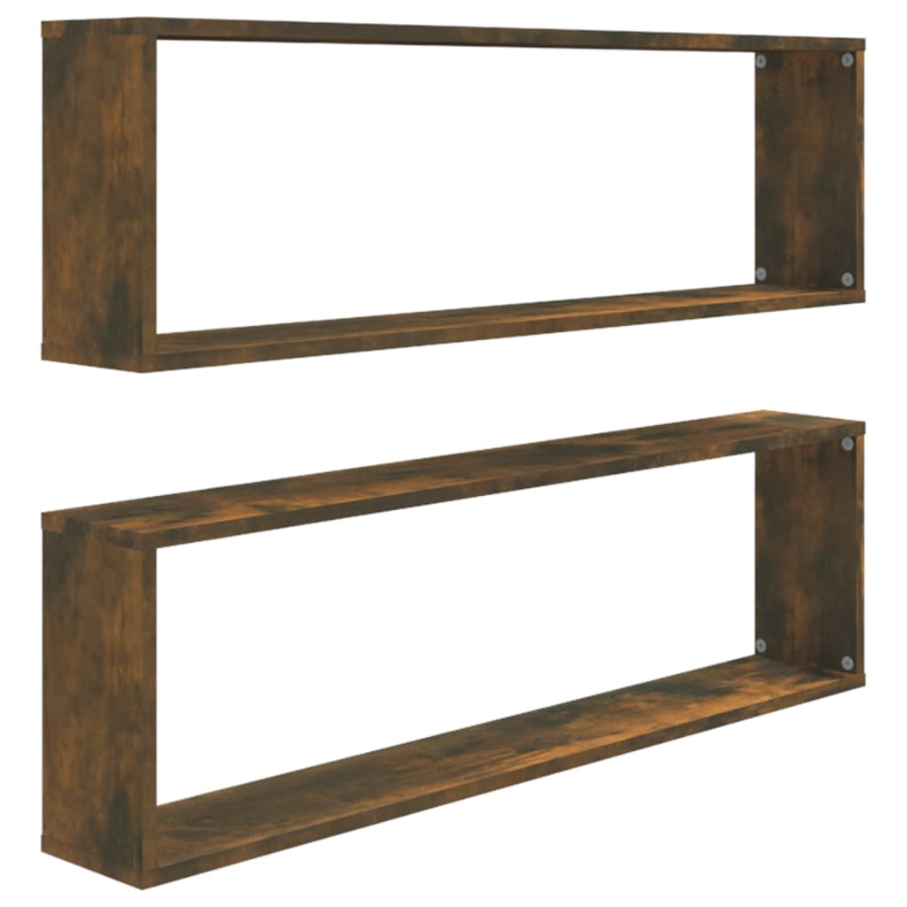 Wall Cube Shelves 2 pcs Smoked Oak 100x15x30 cm Engineered Wood