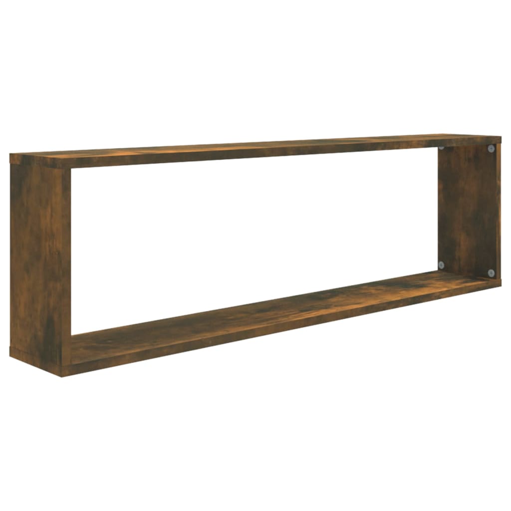 Wall Cube Shelves 2 pcs Smoked Oak 100x15x30 cm Engineered Wood