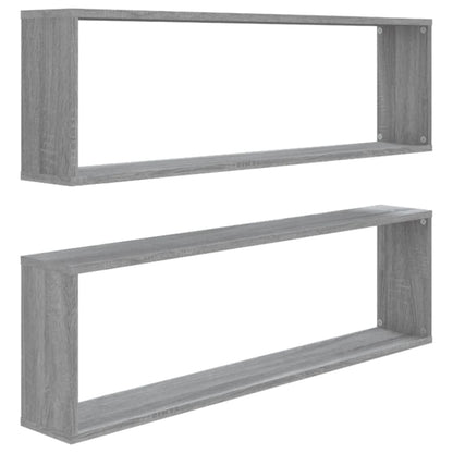 Wall Cube Shelves 2 pcs Grey Sonoma 100x15x30 cm Engineered Wood