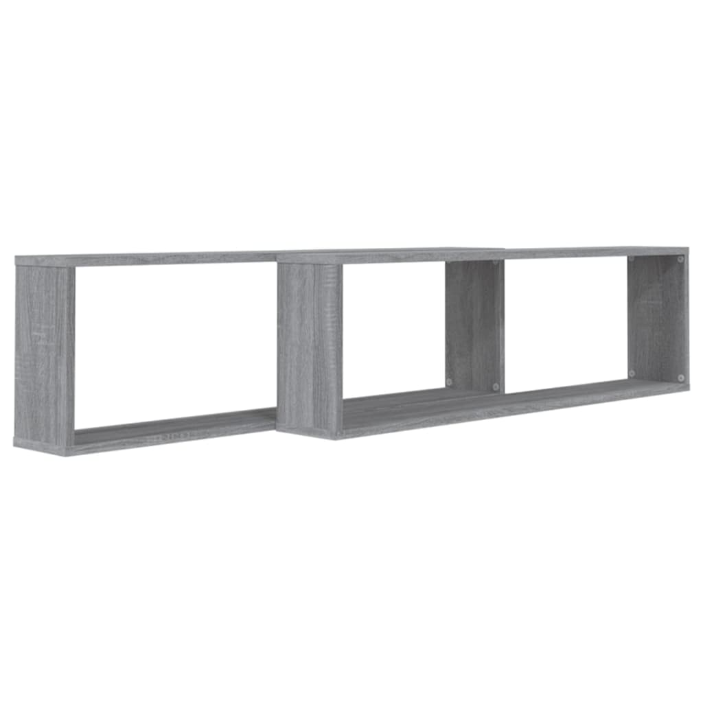 Wall Cube Shelves 2 pcs Grey Sonoma 100x15x30 cm Engineered Wood