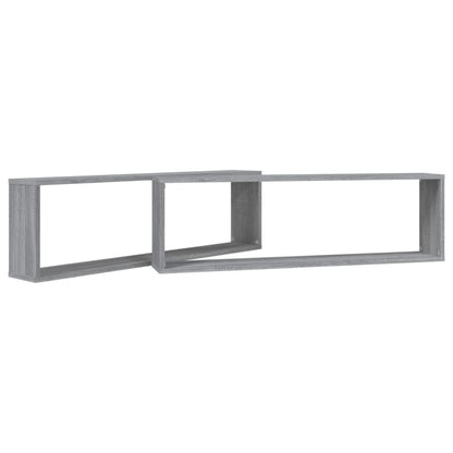 Wall Cube Shelves 2 pcs Grey Sonoma 100x15x30 cm Engineered Wood