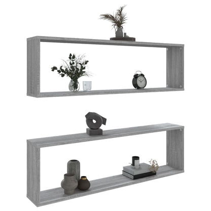 Wall Cube Shelves 2 pcs Grey Sonoma 100x15x30 cm Engineered Wood