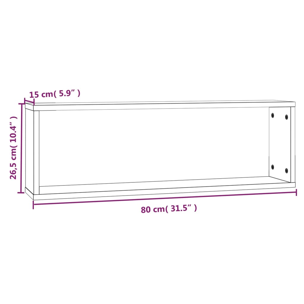 Wall Cube Shelves 2 pcs Grey Sonoma 80x15x26.5 cm Engineered Wood