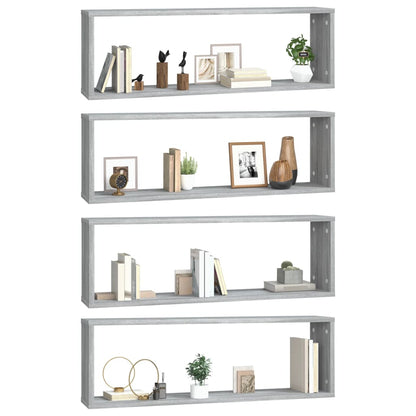 Wall Cube Shelves 4 pcs Grey Sonoma 80x15x26.5 cm Engineered Wood