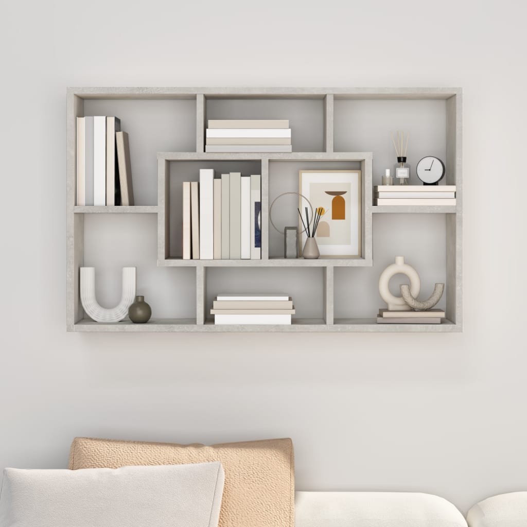 Wall Shelf Concrete Grey 85x16x52.5 cm Engineered Wood