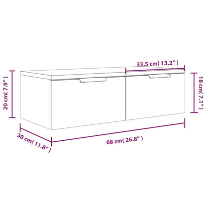 Wall Cabinet Black 68x30x20 cm Engineered Wood