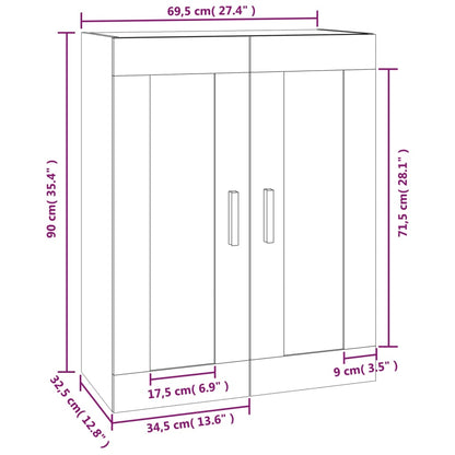 Wall Cabinet Black 69.5x32.5x90 cm Engineered Wood