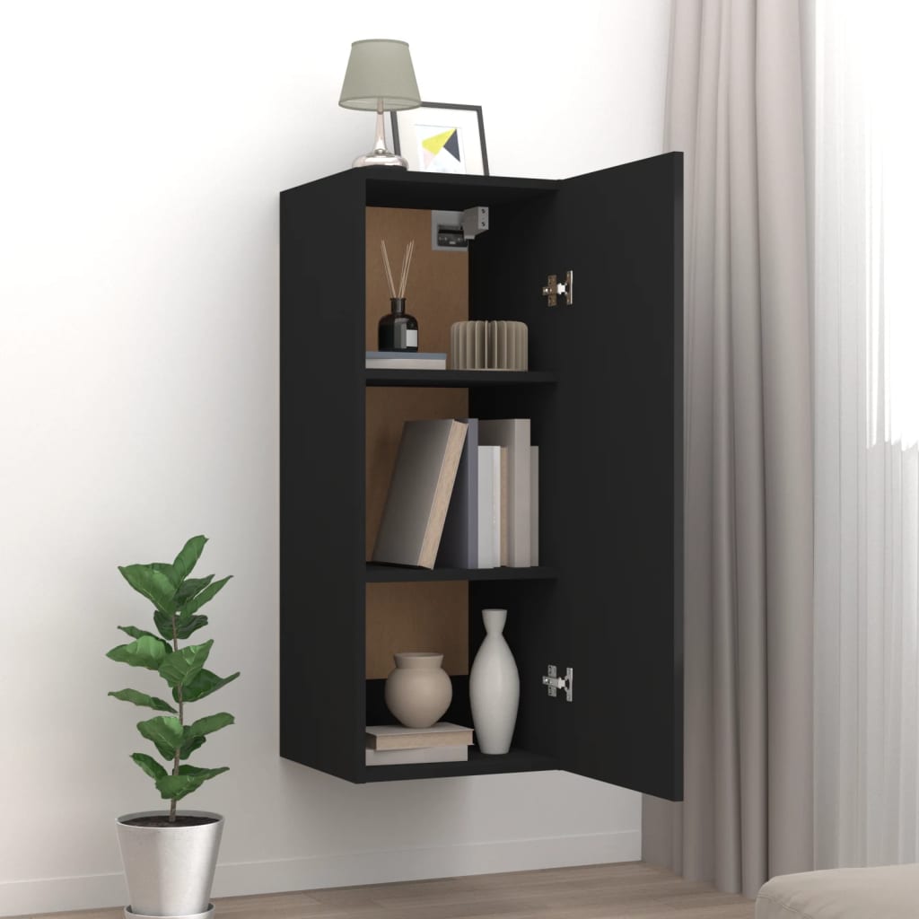 Hanging Wall Cabinet Black 34.5x34x90 cm Engineered Wood