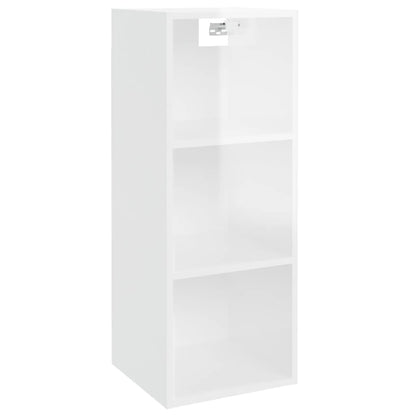 Wall Cabinet High Gloss White 34.5x32.5x90 cm Engineered Wood