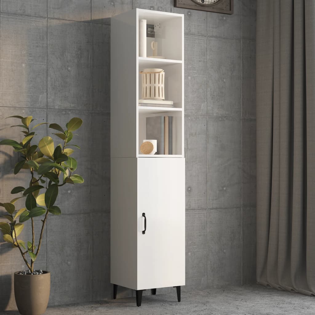 Wall Cabinet High Gloss White 34.5x32.5x90 cm Engineered Wood