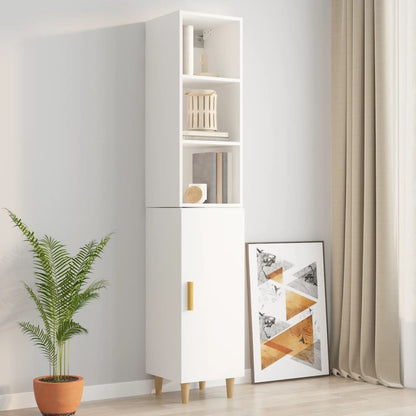 Wall Cabinet High Gloss White 34.5x32.5x90 cm Engineered Wood