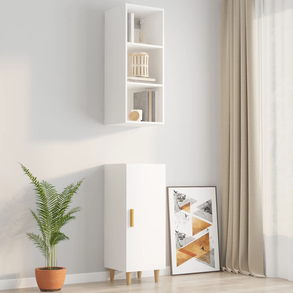 Wall Cabinet High Gloss White 34.5x32.5x90 cm Engineered Wood