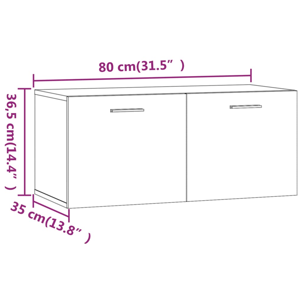 Wall Cabinet High Gloss White 80x35x36.5 cm Engineered Wood