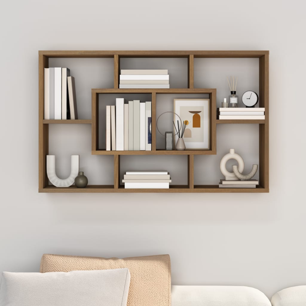 Wall Shelf Brown Oak 85x16x52.5 cm Engineered Wood