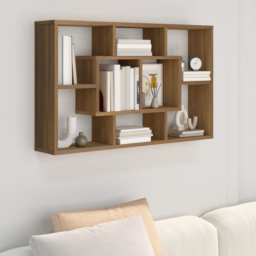 Wall Shelf Brown Oak 85x16x52.5 cm Engineered Wood