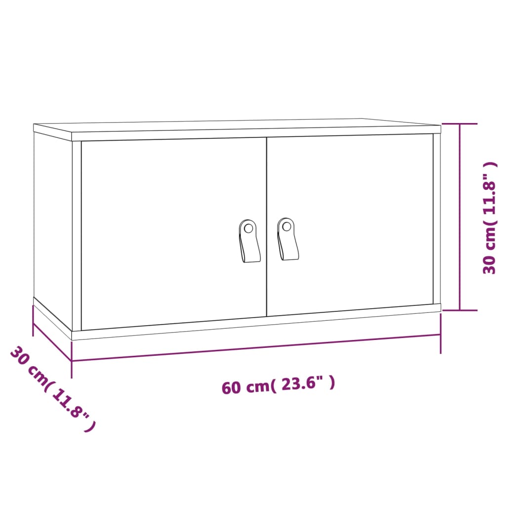 Wall Cabinet Grey 60x30x30 cm Solid Wood Pine