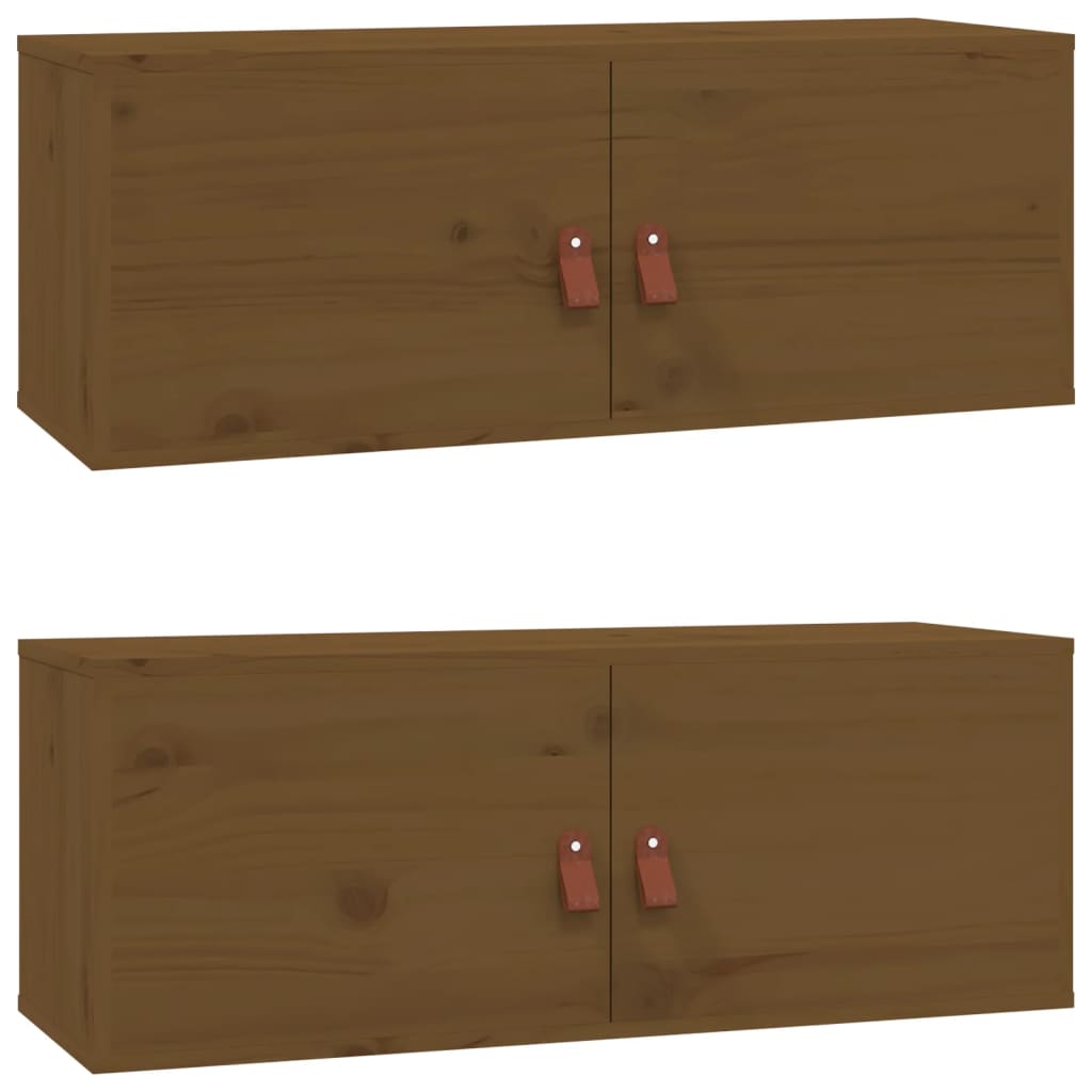 Wall Cabinets 2 pcs Honey Brown 80x30x30 cm Solid Wood Pine