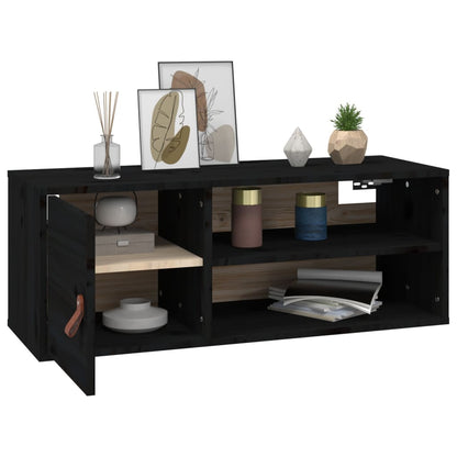 Wall Cabinet Black 80x30x30 cm Solid Wood Pine