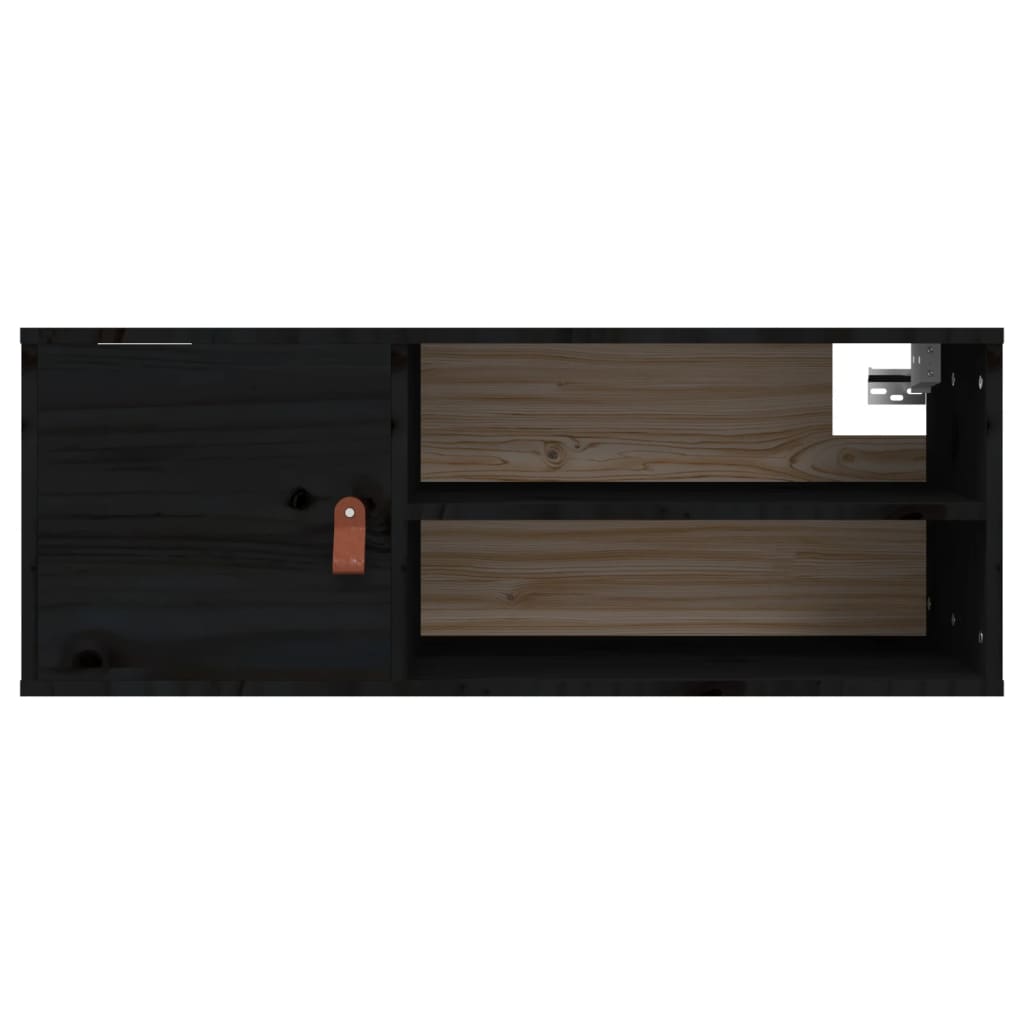 Wall Cabinet Black 80x30x30 cm Solid Wood Pine