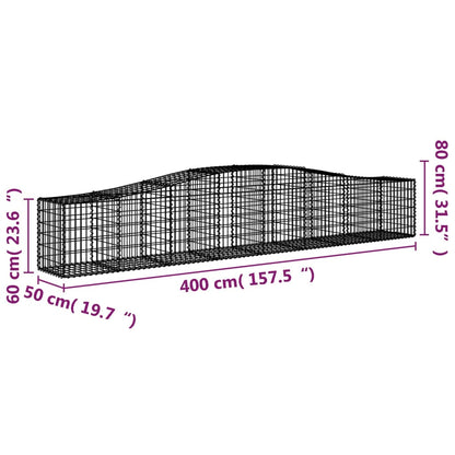 Arched Gabion Baskets 3 pcs 400x50x60/80 cm Galvanised Iron