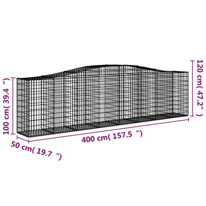 Arched Gabion Baskets 3 pcs 400x50x100/120 cm Galvanised Iron