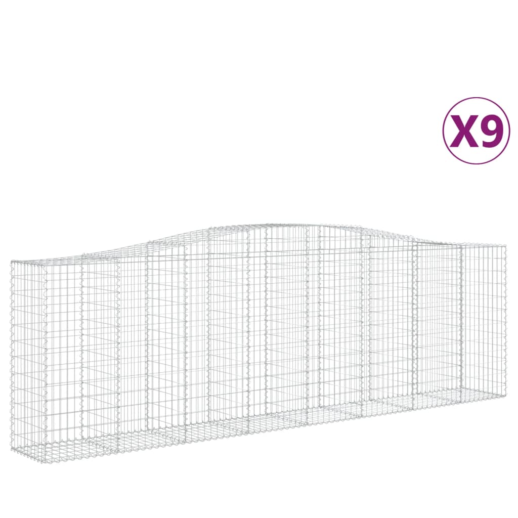 Arched Gabion Baskets 9 pcs 400x50x120/140 cm Galvanised Iron