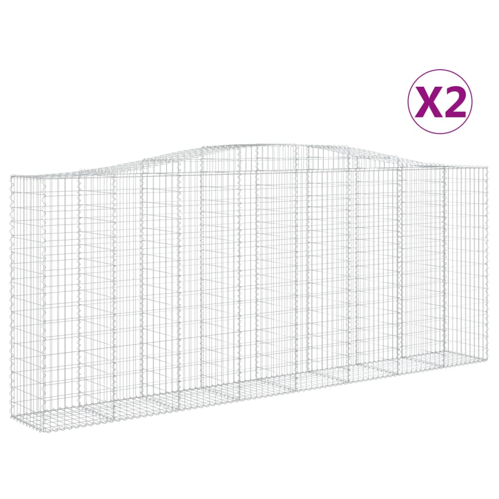 Arched Gabion Baskets 2 pcs 400x50x160/180 cm Galvanised Iron