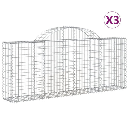 Arched Gabion Baskets 3 pcs 200x30x80/100 cm Galvanised Iron