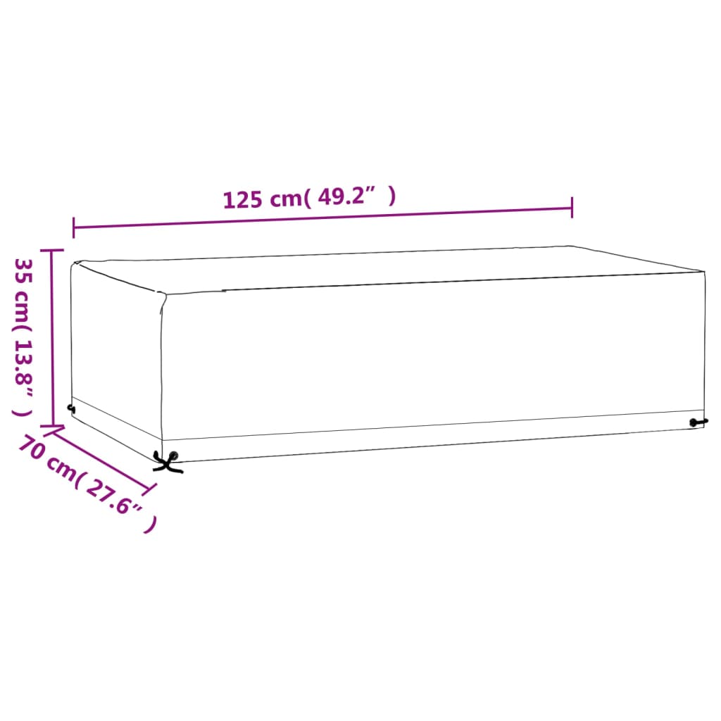 Garden Furniture Cover 8 Eyelets 125x70x35 cm Rectangular