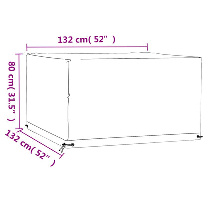 Garden Furniture Cover 8 Eyelets 132x132x80 cm Square